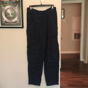 Free People Feeling Good Utility Pull on Pants in Navy Blue